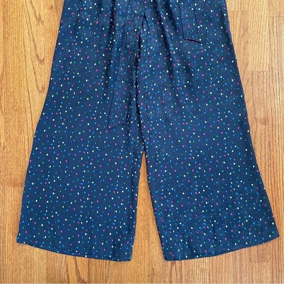 Rebecca Taylor Jacquard Silk Speckled Dot Pant in Navy Comb size 0 - Picture 6 of 13